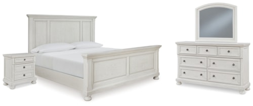 Queen Panel Bed, Dresser, Mirror And Nightstand