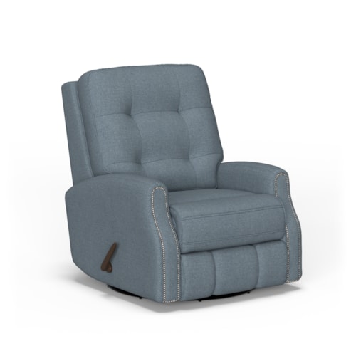 Button Tufted Swivel Glider Recliner with Nailheads