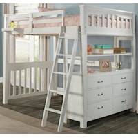 Mission Style Full Loft Bed with Hanging Tray