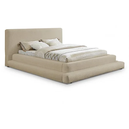 Contemporary Teddy Fabric Upholstered Queen Bed - Beige
