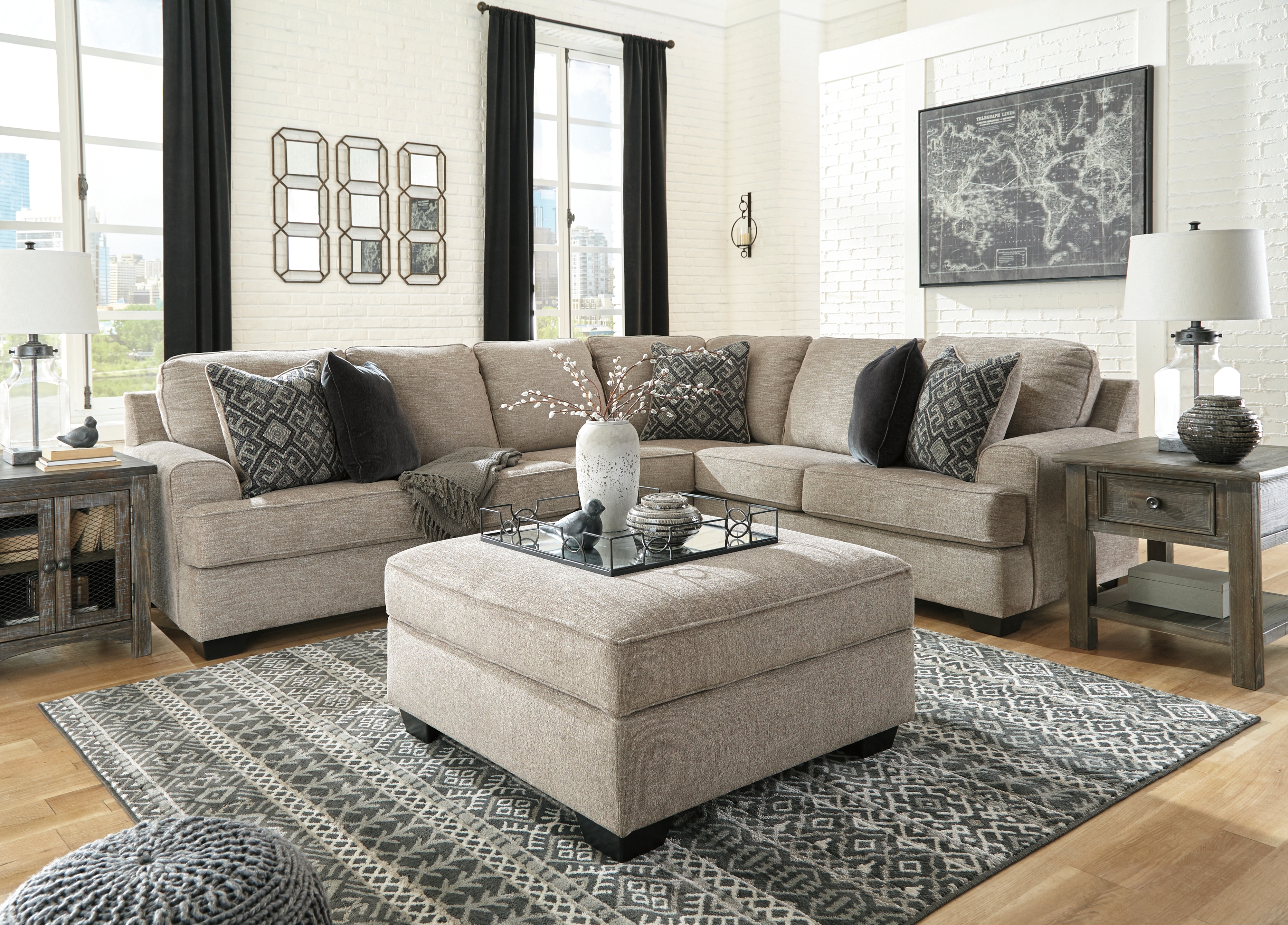 Signature Design by Ashley Bovarian Sectional With Ottoman
