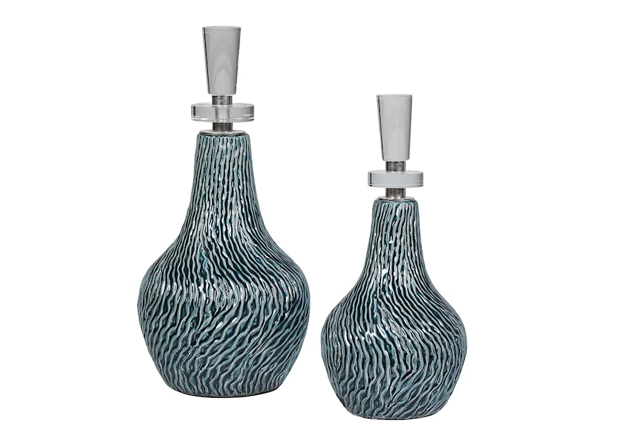 Almera Almera Dark Teal Bottles, S/2 by Uttermost at Town and Country Furniture 