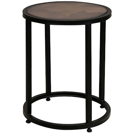 Rustic End Table with Copper Top and Iron Base