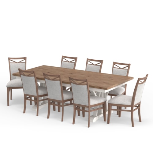 Farmhouse 9-Piece Trestle Dining Set