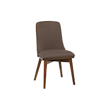 Mid-Century Modern Upholstered Dining Side Chair with Splayed Legs