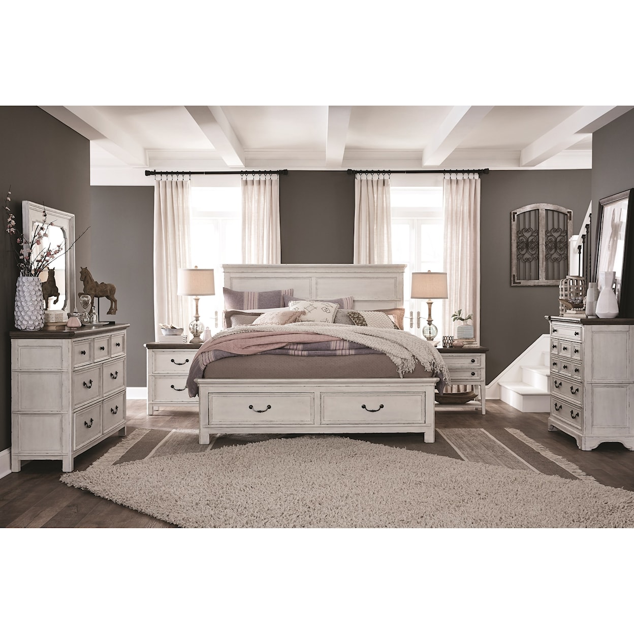 Magnussen Home Bellevue Manor Bedroom California King Panel Storage Bed