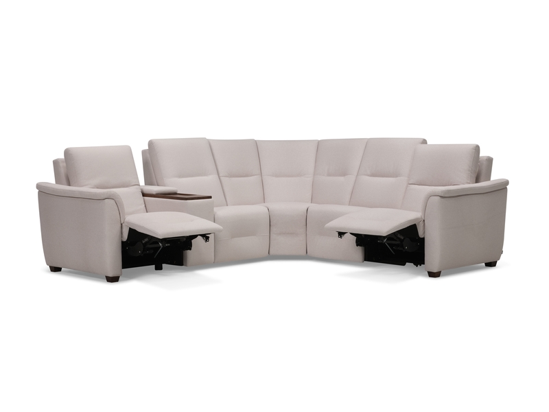4-Seat Corner Curve Oxford Console Sectional