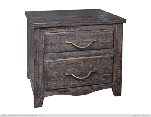 Rustic Solid Pine 2-Drawer Nightstand