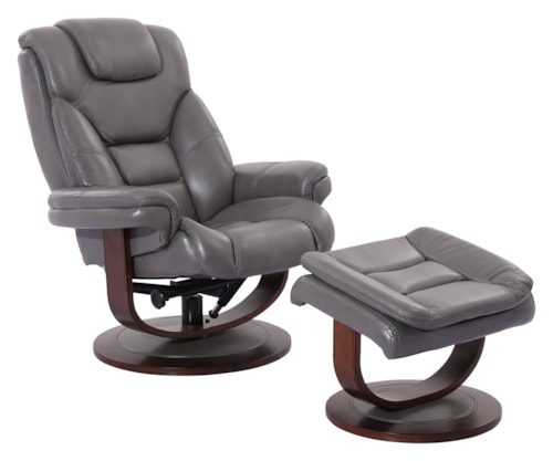 Contemporary Manual Reclining Swivel Chair and Ottoman