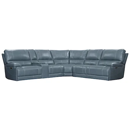 Contemporary Power Reclining Sectional with USB Ports and Power Headrests