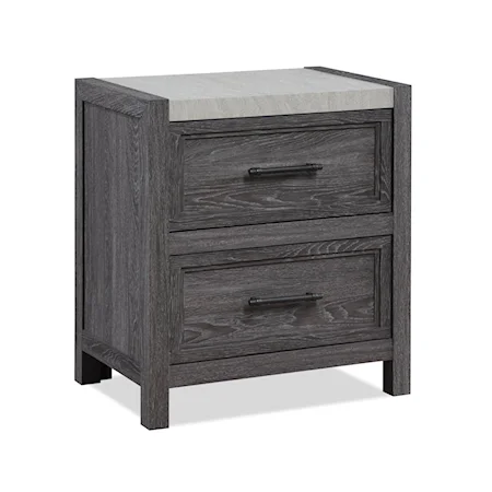 Rustic 2-Drawer Two-Tone Nightstand