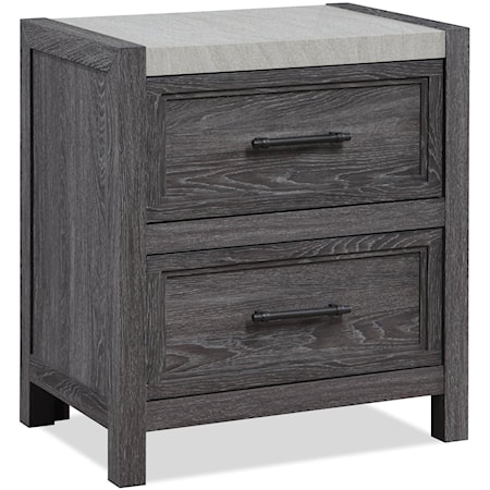Rustic 2-Drawer Two-Tone Nightstand