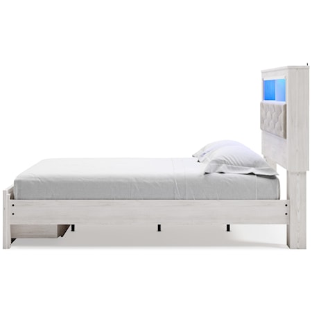 Queen Storage Bed with Uph Bookcase Hdbd