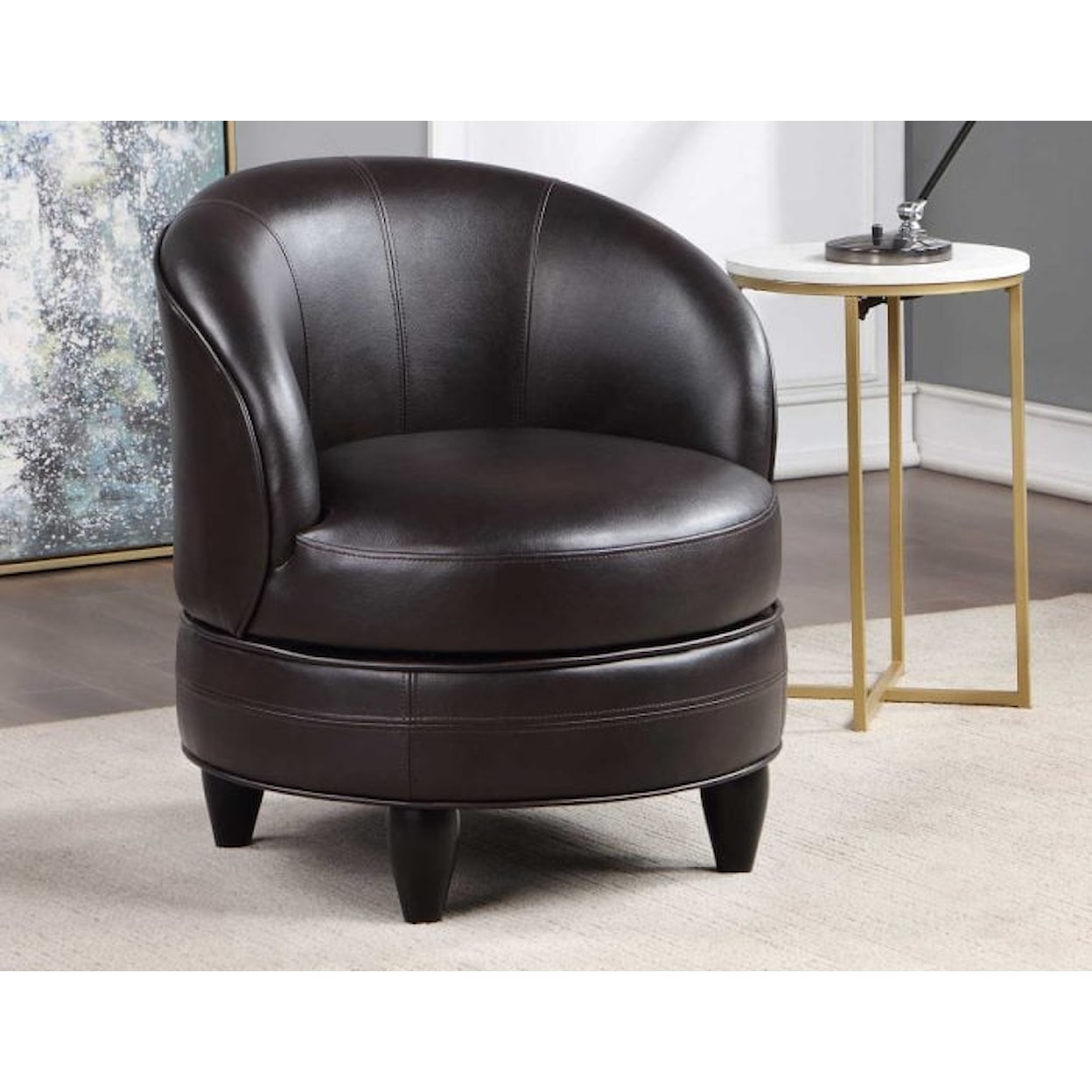 Steve Silver SONA SONA BROWN PU SWIVEL ACCENT CHAIR | .