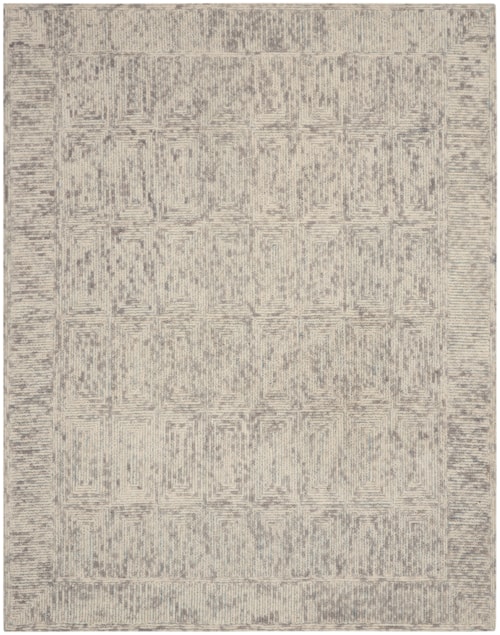 8'3" x 11'6" Ivory/Grey/Teal Rectangle Rug