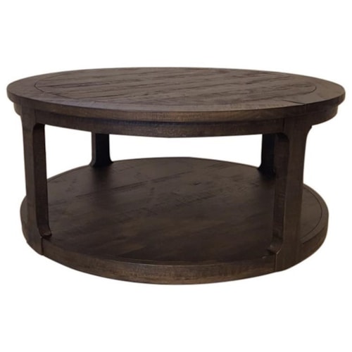 Casual Round Cocktail Table with Casters