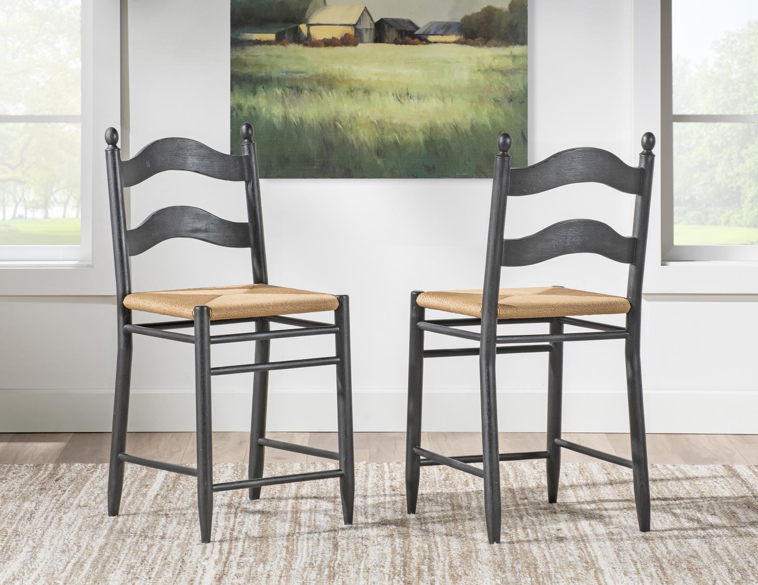 Legacy Classic Vintage Market Rush Seat Ladder Back Counter Height Chair