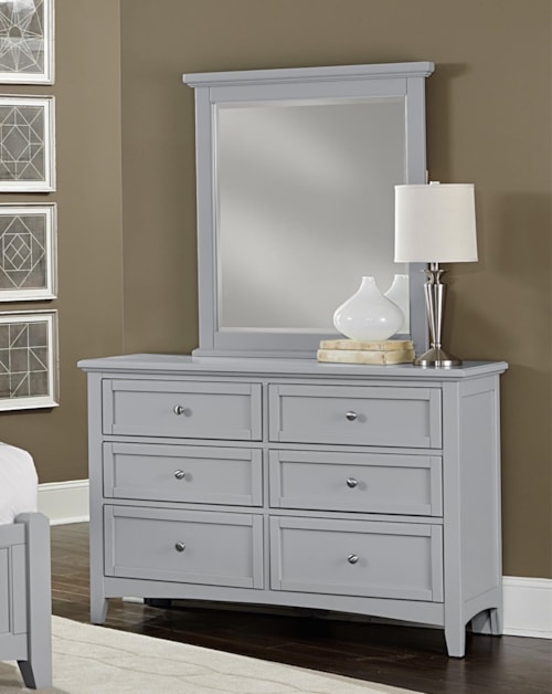 Transitional 6-Drawer Dresser and Vertical Mirror Set
