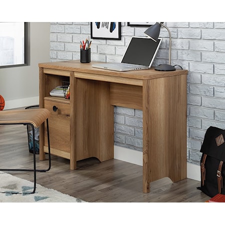 Casual Home Office Desk with Open Storage Shelf