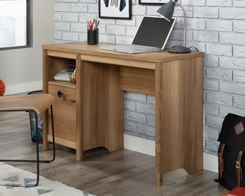 Casual Home Office Desk with Open Storage Shelf