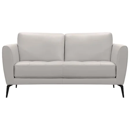 Contemporary Loveseat with Tufted Seat and Metal Legs