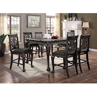 Industrial 7-Piece Counter Height Dining Table Set