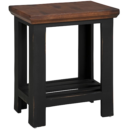Farmhouse Chairside Table with Shelf