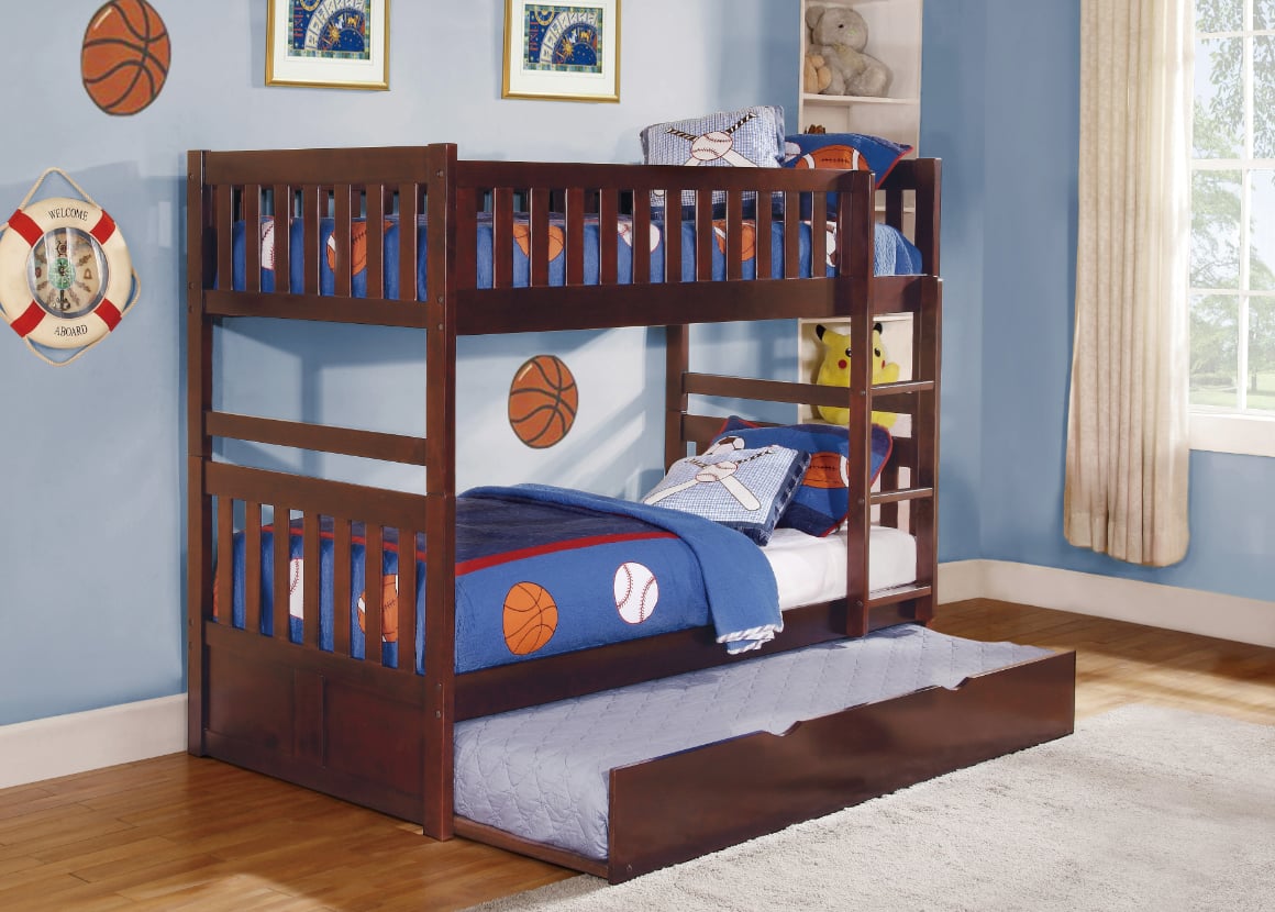 Twin/Twin Step Bunk Bed with Twin Trundle