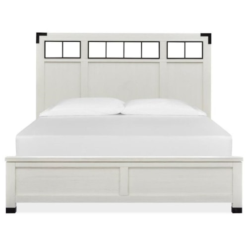 Industrial Farmhouse Queen Panel Bed with Low Profile Footboard