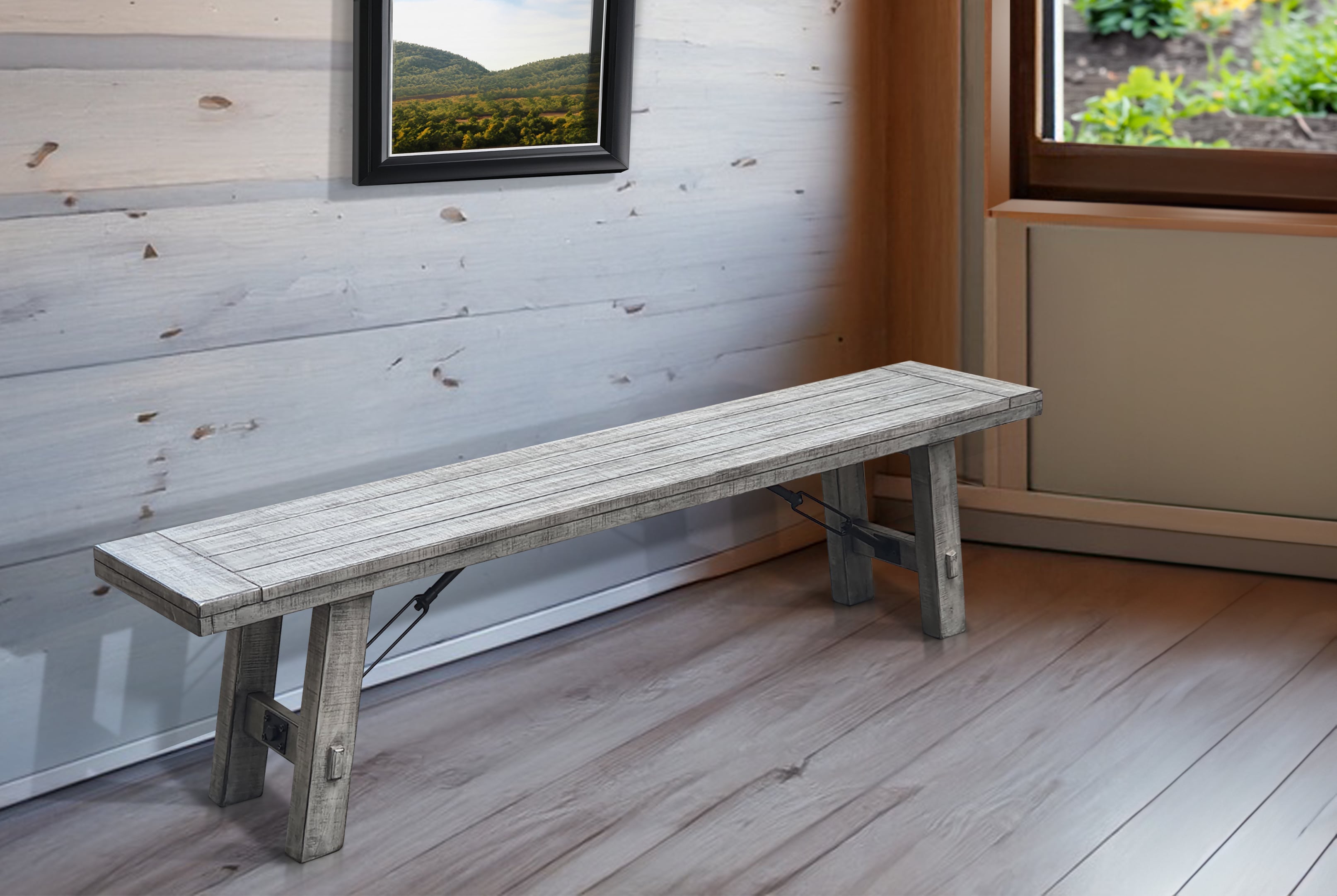 Alpine Bench with Turnbuckle, Wood Seat