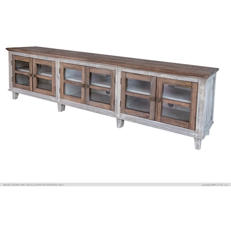 Sahara Rustic Two-Tone 6-Door TV Stand with Wire Management