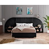 Meridian Furniture Cleo 3-Piece Black Velvet Queen Bedroom Set