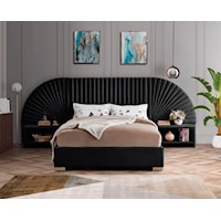 Contemporary 3-Piece Black Velvet Queen Bedroom Set