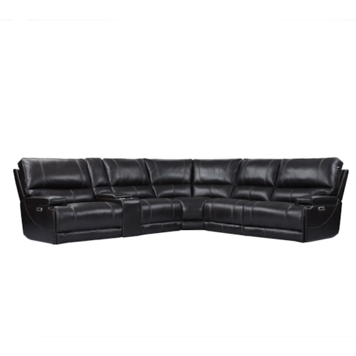 Casual Cordless 6-Piece Power Reclining Sectional Sofa with Power Headrests