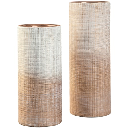 Dorotea Gold Finish/White Vase Set