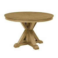 Rustic Round Dining Trestle Table - Natural Finish