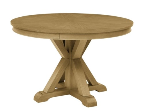 Rustic Round Dining Trestle Table - Natural Finish