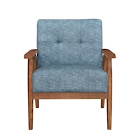 Mid-Century Modern Tufted Wood Frame Chair - Sapphire