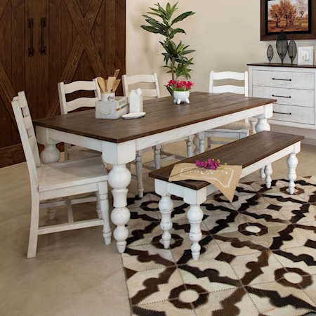 6-Piece Table and Chair Set with Bench