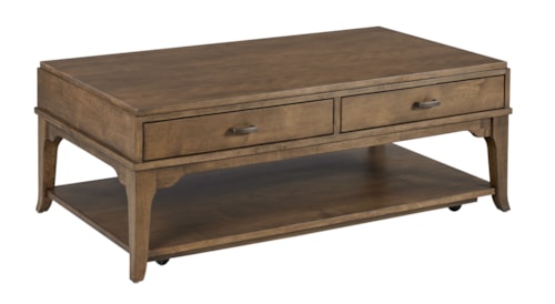 Transitional 2-Drawer Rectangular Coffee Table with Casters