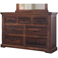 Rustic 7 Drawer Solid Wood Dresser with Microfiber Lined Drawers