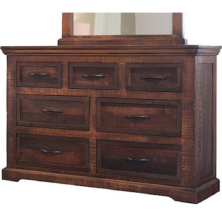 Rustic 7 Drawer Solid Wood Dresser with Microfiber Lined Drawers