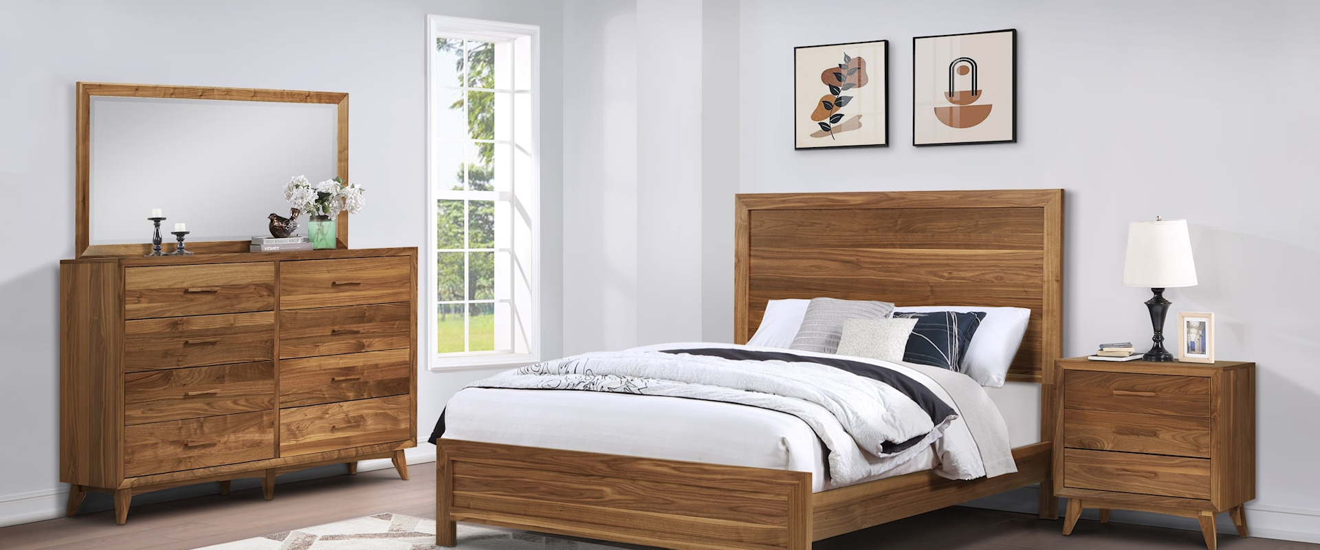 Mid-Century Modern 4-Piece Queen Bedroom Set