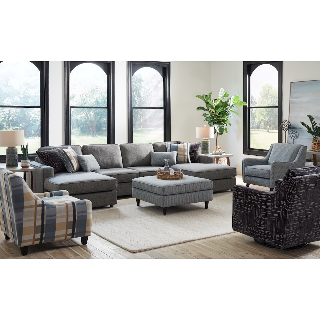 VFM Signature 2061 SILVERSMITH QUARTZ 3-Piece Dual Chaise Sectional