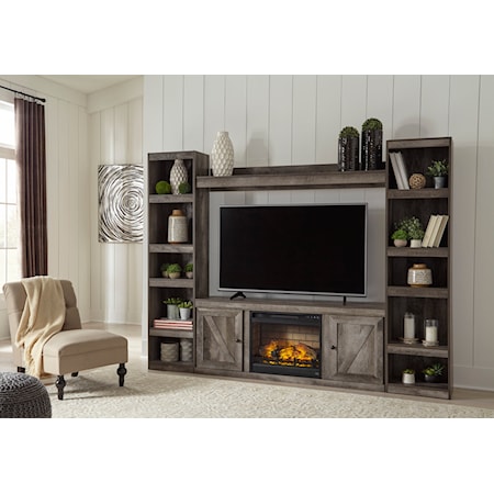 TV Stand w/ Fireplace, Piers, &amp; Bridge