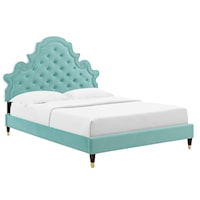 Tufted Performance Velvet Queen Platform Bed