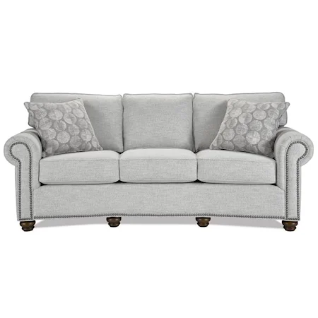 Transitional 3-Seat Conversation Sofa with Nailheads