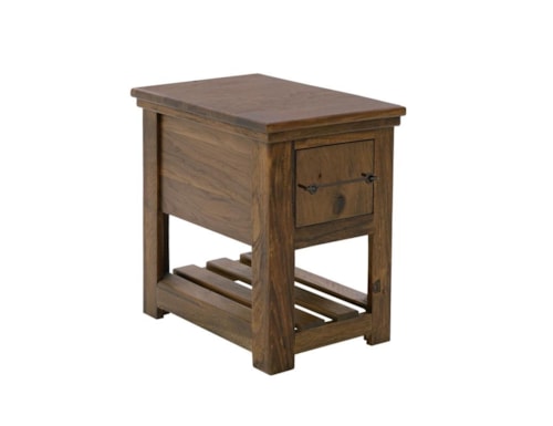 Transitional 1-Drawer Chairside Table with Open Slatted Shelf