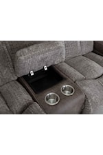 Franklin 652 Bonanza Casual Power Reclining Console Loveseat with Dual Arm Storage, Massage, and Cupholders