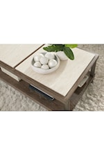 Hammary Amara Contemporary Wood and Metal Rectangular Coffee Table with Stone Top